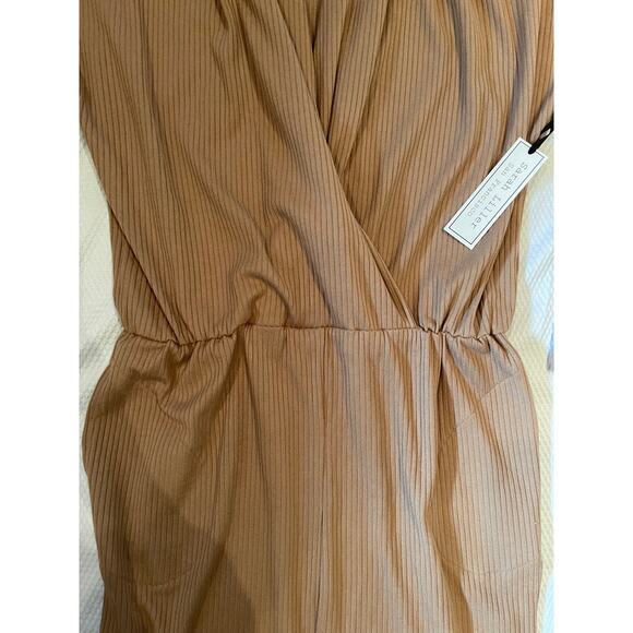 NWT Sarah Liller San Francisco Tan / Brown Ribbed Long Sleeve Dress $219 MSRP - Picture 3 of 8